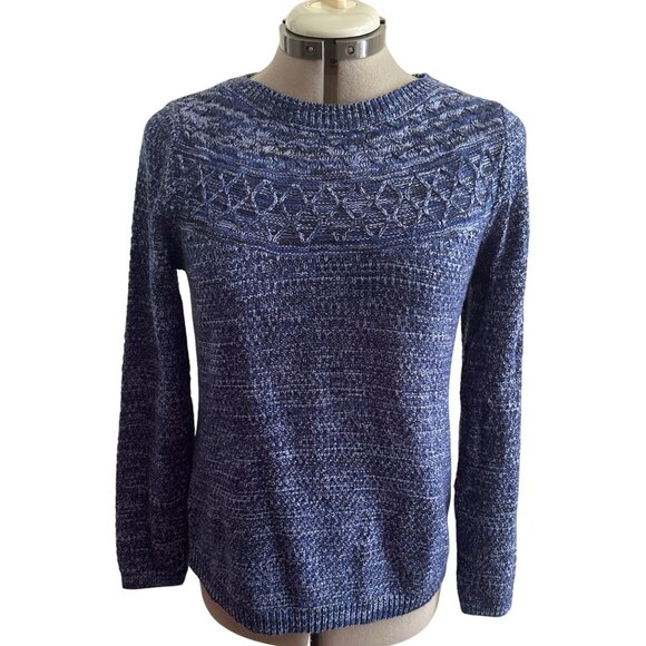 croft & barrow Sweaters - Croft & Barrow Womens Blue Knit Pullover Long Sleeve Sweater Size S